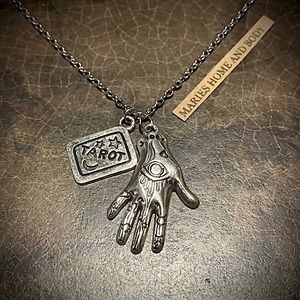 Tarot Card Palm Reader Palmistry Gypsy Witch Necklace Womans Jewelry Goth Boho